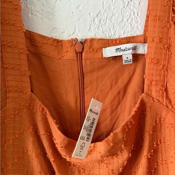 NWT Madewell Puff-Sleeve Waisted Clip Dot Mini Dress Mulled Cider Orange SZ 6 - Picture 8 of 9